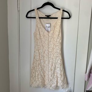 Cream f21 low v-neck dress